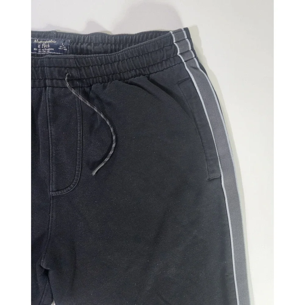 Abercrombie & Fitch Jogger Men Large Black Striped Activewear Pants Soft Fleece